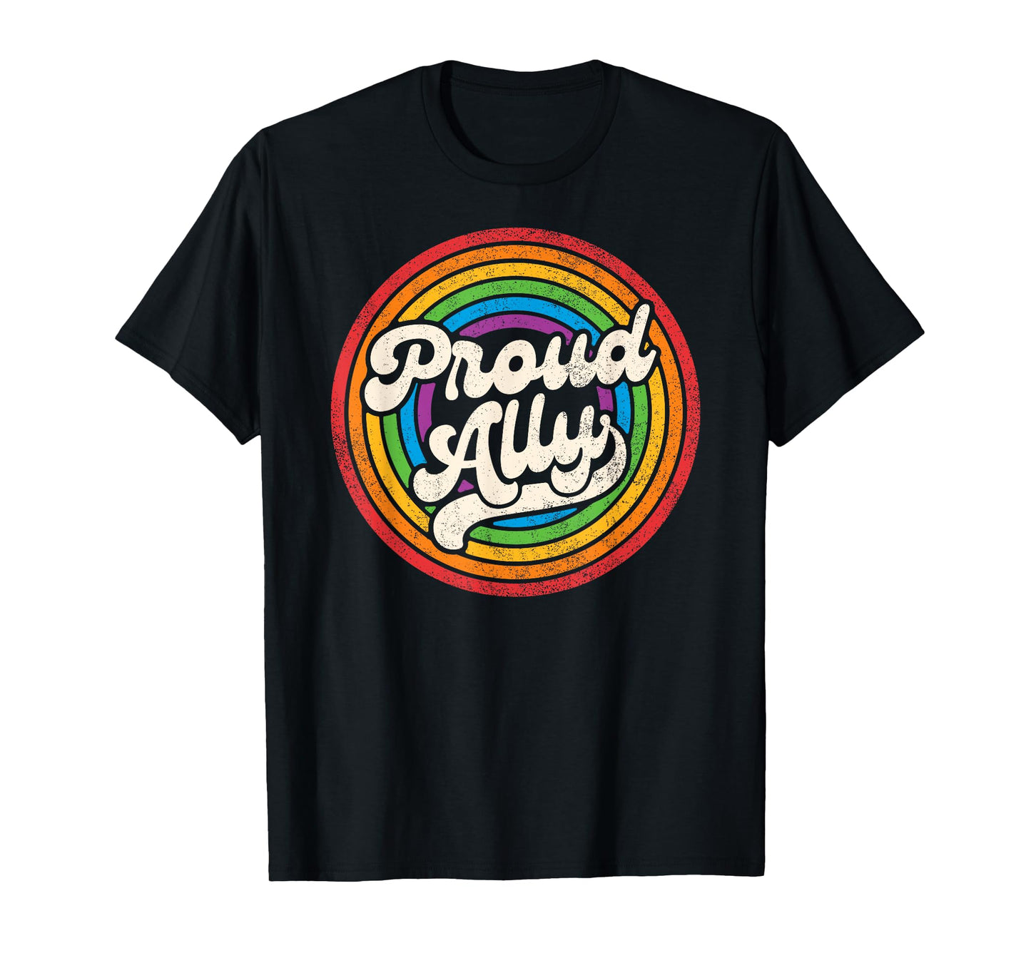 180g pure cotton round neck single-sided printed T-shirt, LGBTQ Proud Ally Lesbian Pride LGBT Rainbow Flag Vintage T-shirt, Casual T-shirt for men and women, Perfect T-shirt for holiday gifts, Christmas gifts, 2025 gifts, New Year gifts