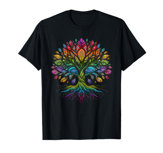 180g cotton round neck single side printed T-shirt, Tree of Life Rainbow LGBTQ Cool Gay Pride Flag Ally Kids Men's T-shirt, Casual T-shirts for Men and Women, Perfect T-shirt for Holiday Gifts, Christmas Gifts, 2025 Gifts, New Year Gifts