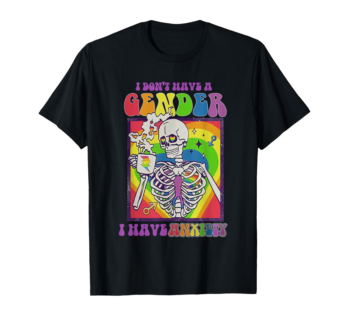 180g pure cotton round neck single-sided printed T-shirt, I have no gender I have anxiety lgbt gay pride T-shirt, casual T-shirts for men and women, perfect T-shirts for holiday gifts, Christmas gifts, 2025 gifts, New Year gifts