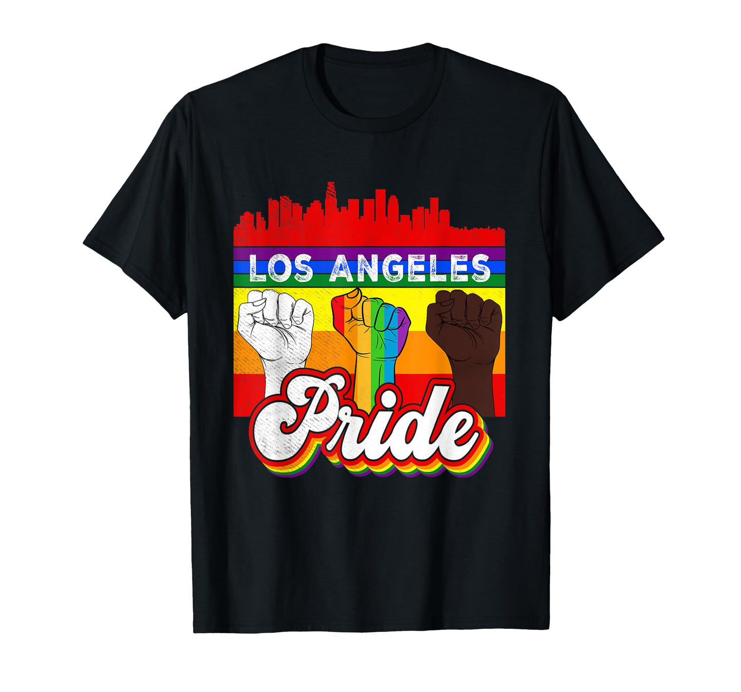 180g pure cotton round neck single side printed T-shirt, Los Angeles Pride Rainbow Gay Pride Flag Funny LGBT T-shirt, Casual T-shirt for Men and Women, Perfect T-shirt for Holiday Gifts, Christmas Gifts, 2025 Gifts, New Year Gifts