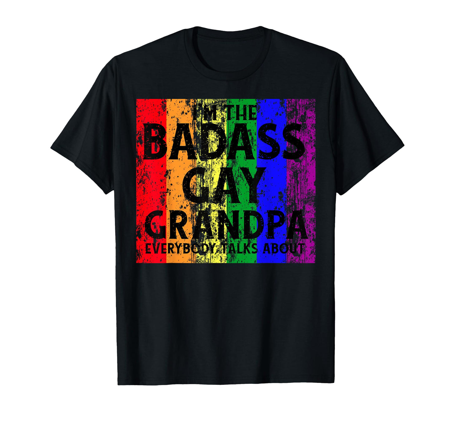 180g pure cotton round neck single side printed t-shirt, I am a badass gay grandpa shirt | rainbow flag t-shirt, casual t-shirts for men and women, perfect t-shirt for holiday gifts, Christmas gifts, 2025 gifts, New Year gifts